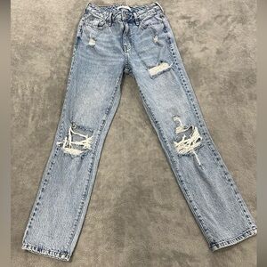 PacSun Light Blue Distressed Straight Leg Jeans